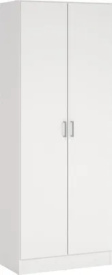 Produktbild von Mehrzweck-Schrank Dbaldi, Besenschrank mit 2 Türen, Schuhregal mit Regalen, Besenkammer, 73x37h180 cm, Weiß