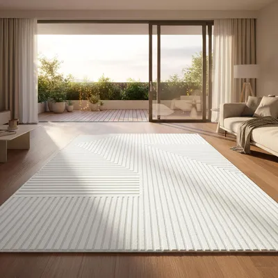 Produktbild von Moderner Kurzflor Teppich Wohnzimmer Schlafzimmer Skandinavisch In&Outdoor geeignet