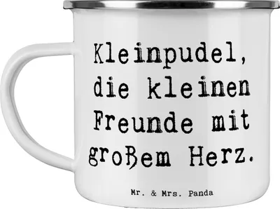 Produktbild von Mr. & Mrs. Panda Haferl Spruch Kleinpudel Liebe - Weiß - Geschenk, Pott, becher emaille, Hunderasse, Hunderassen, liebevolle Hunde, Tasse, Charakter, treuer Begleiter