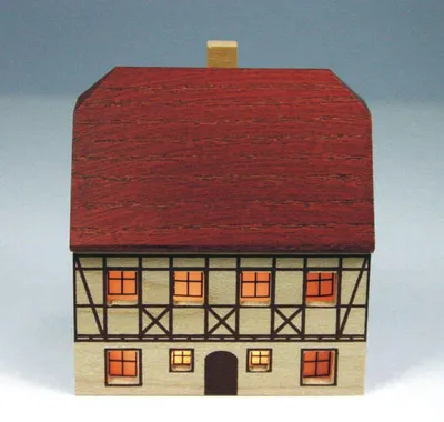 Produktbild von Tischdekoration Holzhaus Fachwerk natur für Innenbeleuchtung Höhe 6,5cm NEU