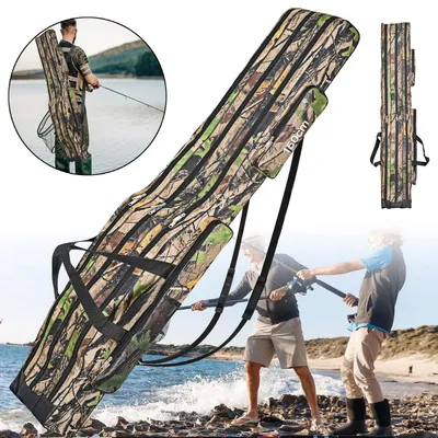 Produktbild von Tragbare Angelrutentasche Angelkoffer 150cm Faltbar Angelrute Angelgerät Tasche