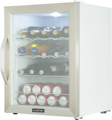 Obrázok produktu pre Klarstein Mini chladnička so sklenenými dvierkami, 60-litrová tichá chladnička, mini chladnička pre izby, malá chladnička na nápoje s nastaviteľnými policami, malá chladnička s vlnitými stojanmi