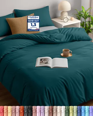 Produktbild von Utopia Bedding Bettwäsche 200x200 cm + 2 Kissenbezüge 50x75 cm, Blaugrün