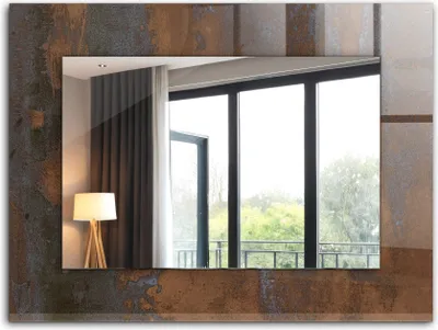 Produktbild von Bedruckter Spiegel - Wandspiegel - Dekorativer - Modern - 80x60 cm - Modisches Rostmetall