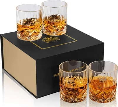 Produktbild von 4er Set Whisky Gläser, Bleifrei Kristallgläser, Whiskey Glas, 300 ml Whiskey gläser, Schöne Geschenk Box, Hochwertig