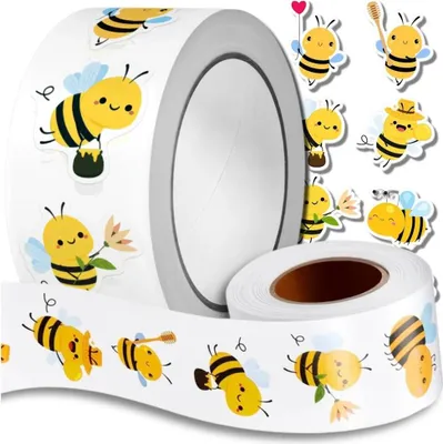 Produktbild von Bienenaufkleber auf Rolle, 500 Stück. Buntes, motivierendes DIY für Kinder