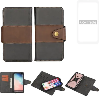 Produktbild von K-S-Trade Handyhülle Schutzhülle Hülle Bookstyle Wallet-Case kompatibel mit OnePlus OnePlus 8 Bumper Rundumschutz schwarz-braun 1x