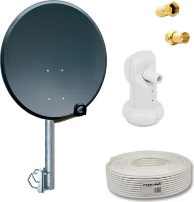 Produktbild von PremiumX SAT Anlage 60cm Antenne Single LNB Balkonhalter Kabel F-Stecker