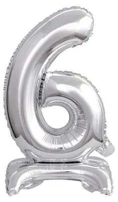 Produktbild von Folienballon Zahl 6 silber stehend