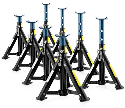 Produktbild von Bituxx 8x Unterstellböcke 3000 kg höhenverstellbar zusammenklappbar Schwarz / Blau MS-20103