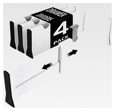 Produktbild von 4er Set Verstellbare Schubladentrenner Höhe 13 cm, Verstellbar von 33,2 bis 55 cm, Ordnungssystem für Küche, Kleiderschränke und Schreibtisch, Weiß