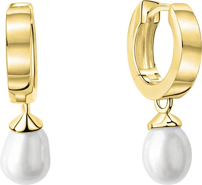 Produktbild von V Klappcreolen 375/- Gelbgold Süßwasserzuchtperle