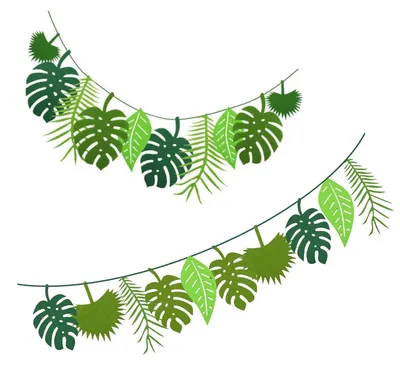 Tropische Blätter Banner Girlande, 2er Set, grün, Palmenblätter