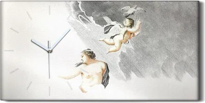 Produktbild von Wandbild Leinwand Bilder Wanduhr Geräuschlos 60x30 Zeichnung Antike Engel Kunst - weiße Hände