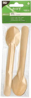 Produktbild von PAPSTAR Papier-Löffel "pure" Länge: 155 mm natur 6 Stück