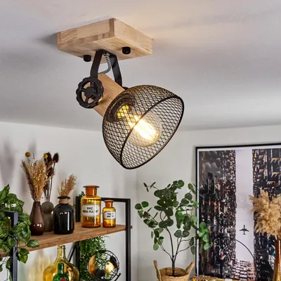 Produktbild von Cotes »Cotes« Wandlampe im Vintage-Design aus Holz/Metall in Natur/Schwarz