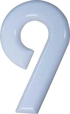 Produktbild von Alpertec Hausnummer Ziffer 9 aus weißem Nylon, 160 mm Höhe, witterungsbeständig