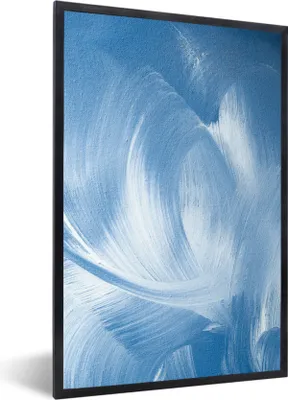 Produktbild von MuchoWow® Gerahmtes Poster Blau - Acrylfarbe - Gestaltung 40x60 cm - Poster mit Schwarzem Bilderrahmen Wandposter Rahmen Foto Bilder - Papierdruck - Wandbilder