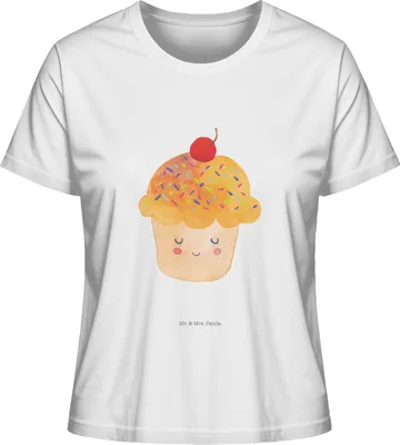 Produktbild von Mr. & Mrs. Panda Basic Shirt Damen Cupcake Größe L - Weiß - Geschenk, Cupcakes, Oberteil, Küche Deko, Baumwoll T-Shirt, Frauen, Motivation Sprüche, Wunder, Koch, Kurzarm