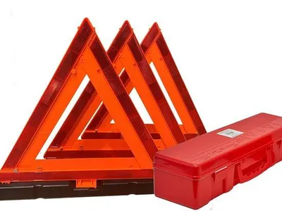 Produktbild von Famanu Sicherheitsdreiecke Set - Reflektierende Warnzeichen - 3 Stück - Rot