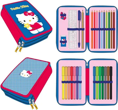 Produktbild von Hello Kitty Federmappe gefüllt – Schuletui & Stiftebox mit Zubehör für Kinder