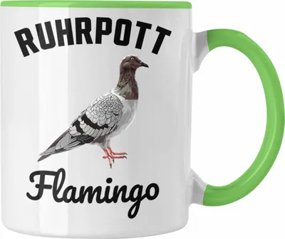 Produktbild von Trendation - Taubenzüchter Geschenk Zaubenzucht Zubehör Tauben Tasse Lustiger Spruch Taubenflüsterer Becher Ruhrpott Flamingo (Grün)