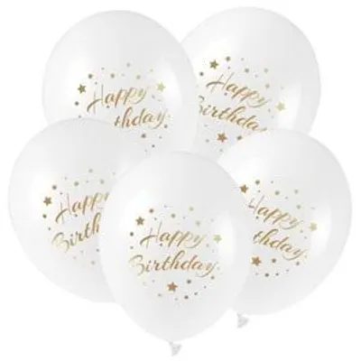 Image de Ballons de baudruche Happy Birthday imprimés en or 5pcs