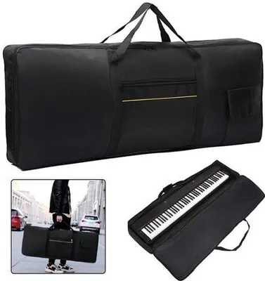 Produktbild von Keyboardtasche 61 Tasten - Keyboard Gigbag - Keyboardtasche mit Tragegriff - Instrumententasche - 420D Oxford-Gewebe - Keyboard Schutzhülle - Schwarz