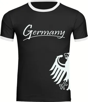 Produktbild von multifanshop Kontrast T-Shirt - Germany - Adler seitlich, schwarz/weiß, Größe M