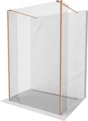 Produktbild von Mexen Kioto freistehende Duschwand 145 x 30 x 30 cm, transparent, gebürstetes Kupfer - 800-145-030-222-65-00-030