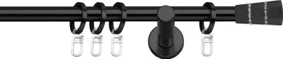 Produktbild von SN Deco Gardinenstange Rennes, 19 mm, 1-läufig, Stahl, Komplett-Set mit Ringen, Auflageträger, 320 cm, schwarz