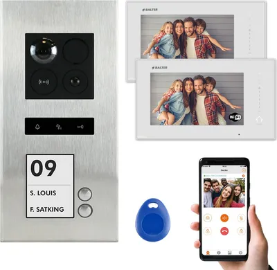 Produktbild von Balter ERA AP Silber RFID 2-Draht BUS IP 7" WiFi Video Türstation iOS Android Set für 2 Familienhaus