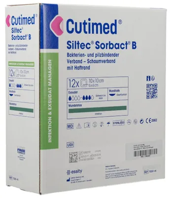 Image de CUTIMED Siltec Sorbact BPolyuréthaneVerb.10x10cm, 12 St KOM