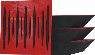 Zdjęcie produktu dla 4-częściowa narożna akustyczna pułapka basowa do studiów nagraniowych |PULSE 50x50x10cm | pochłanianie i rozpraszanie | kolor: czerwony błyszczący plastik