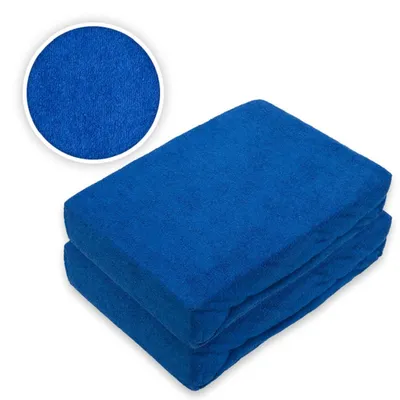 Produktbild von Doppelpack Frottee Spannbettlaken Premium Royalblau 200 x 220 cm