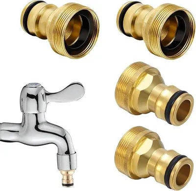 Produktbild von Universelle Wasserhahn-Anschlussset für Gartenhose - 4 Stücke - Set enthält Wasserhahn-Anschlussadapter und -Slang - Ideal für Gartenbesitzer