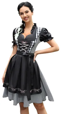 Produktbild von YesFashion Damen Dirndl midi 2tlg.Trachtenkleid fš¹r inkl. Dirndl Kleid,Dirndlschš¹rze Schwarz 48