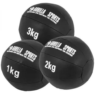 Obrázok produktu pre Gorilla Sports Sada kožených medicinbalov, 6 kg, čierna
