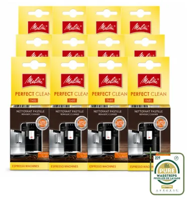 Produktbild von 12 x Melitta Perfect Clean Reinigungstabletten für Kaffeevollautomaten - Vorratspackung - 12 Stücke