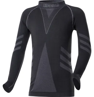 Produktbild von Ladeheid Kinder Mädchen Jungen Funktionsunterwäsche Thermoaktives Langarm Shirt LAGI007 (Schwarz/Graphite, 122-128)