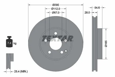 Obrázok produktu pre 2 brzdové kotúče Textar 295 mm vpredu pre Mercedes W211 S211