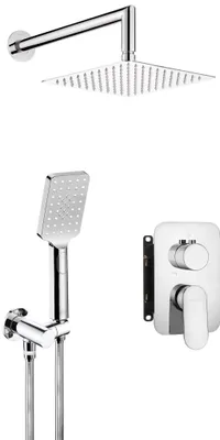 Image de Set de douche encastré carré, avec boîtier mélangeur, laiton