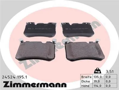 Produktbild von ZIMMERMANN Bremsbeläge Satz Vorne Bremsklötze für BMW X5 (E70) 24524.195.1