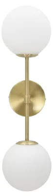 Image de Applique Glamy Double 2 lumières en fer doré et verre blanc