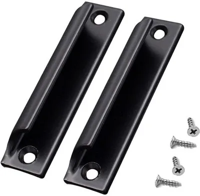 Image de Poignées en aluminium noir pour meubles, lot de 2