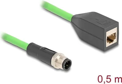 Immagine prodotto di DELOCK M12 Kabel D-kodiert 4 Pin St. zu RJ45 Bu.PUR(TPU)0,5m