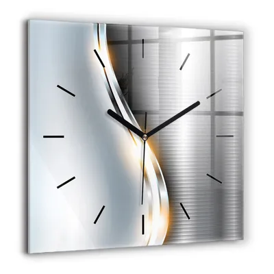 Obrázok produktu pre Wallfluent Hodiny - Sklenené Nástenné Hodiny - Tichý Quartz Strojček - Nástenná Dekorácia Spálňa Kuchyň - Čierna Ruky - 60x60 cm - Abstrakcia vyrobená z kovu