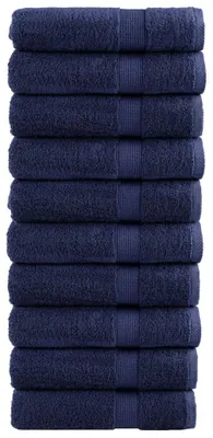 Image de vidaXL Serviettes de douche SOLUND Premium, lot de 10, bleu marine, 70 x 140 cm, 600 g/m²