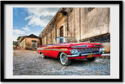 Produktbild von Bild 60x40 MDF-Rahmen, Wandkunst roter Chevrolet