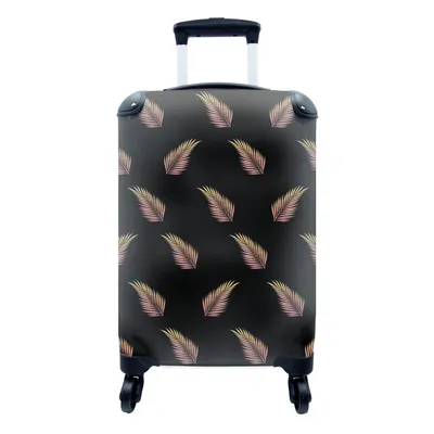 Produktbild von MuchoWow® Koffer Handgepäck Trolley Rollkoffer Kleine Reisekoffer mit 4 Rollen - Blätter - Gold - Muster - Cabin Size < 55x40x23 cm & 55x40x20 cm - Fotokoffer - Kabinenkoffer - Boardgepäck - Reise-Box - Reisekoffer - Reisegepäck - Koffer mit Bild - Trolley für Kinder